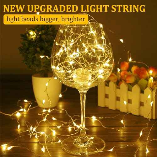 Timer Led String Lights,1 Pack Mini Battery Powered Silver Wire Starry Fairy Light,Battery Operated Micro Lights for Bedroom,Christmas,Parties,Wedding,Centerpiece,Decoration (5m/16ft Warm White)