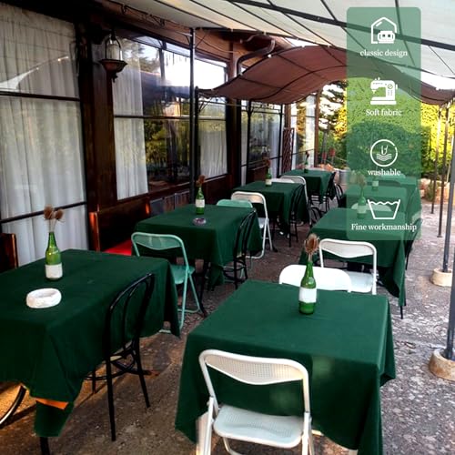 Teruntrue 10 Pack Hunter Green Polyester Tablecloth 60 x 102 Inch for 6ft Tables