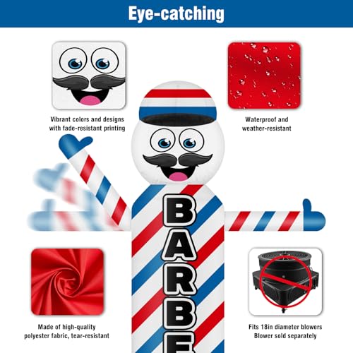 Barber Shop 9FT Inflatable Waver - 18'' Diameter Wacky Wavy Dancing Guy for Outdoor Advertising (Blower Not Included)