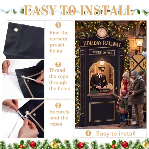 Christmas Express Train Decorations Hanging Banner Backdrop Classic - Thenshop