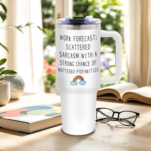 DUUV Work Forecast Sarcastic 40oz Insulated Tumbler - Funny Gift for Men