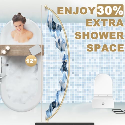YNL Gold Curved Shower Curtain Rod 35-82 Inches Adjustable Rustproof Bathroom