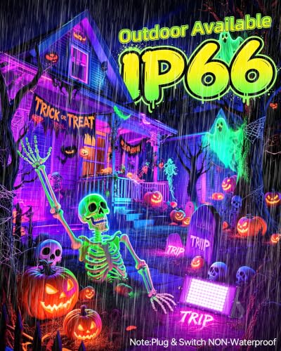 100W Black Light Floodlight IP66 Waterproof for Halloween Glow Party - Black
