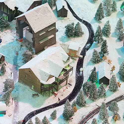 Frienda Christmas Village Accessories Department Village Roads and Streets Town Brick Road Mat Decorations Winter Snow Miniature Landscape Garden Dollhouse Xmas Table Display Decor