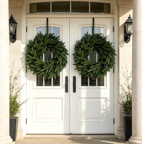 24-Inch KODOUQIN Artificial Christmas Cedar Wreath for Front Door Decor