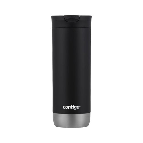 Huron Vacuum-Insulated Stainless Steel Travel Mug, 16oz Licorice - Leak-Proof Lid for Hot/Cold Beverages, Fits Most Cup Holdersand Brewers