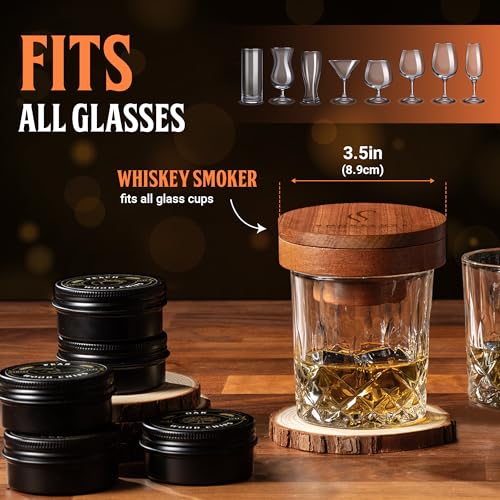 Whiskey Smoker Kit with 8 Wood Chip Flavors for Craft Cocktails & Gifts