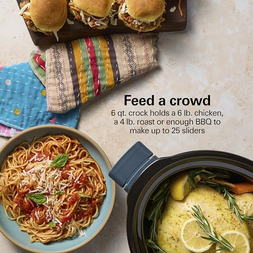 Hamilton Beach 6 Qt Slow Cooker with Space-Saving Folding Handles - Blue