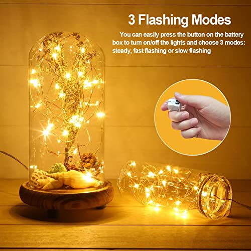 24 Pack Fairy Lights Battery Operated 7ft 20 LED - 3 Modes Warm White, Silver Wire, IP65 Waterproof