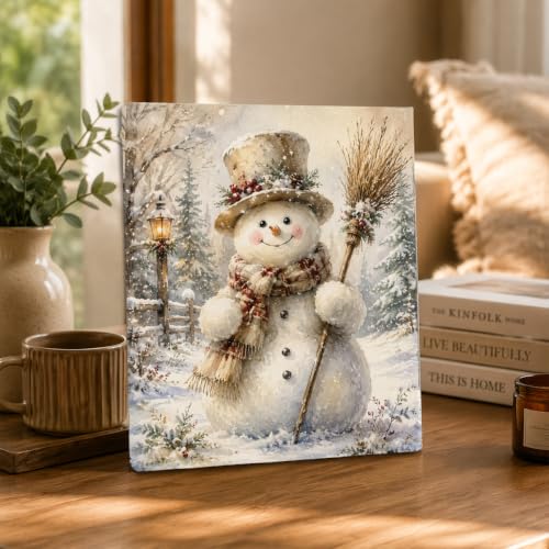 A10 Christmas Snowman Canvas Wall Art - Festive Winter Print by TTBDPB