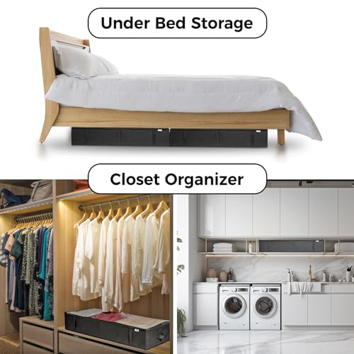 Grey Under Bed Storage Containers 4 Pack - Large Closet Organizer Bins