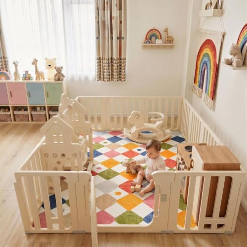 Kids Nursery Rug - 5x7 Colorful Playroom Carpet with Non-Slip Backing - Diamond Circus Design