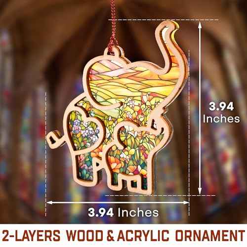 Elephant Gifts for Women, Suncatcher Ornament X Mothers Day Card with Envelopes, Best Friend Birthday Gift for Women, Mothersday Gifts for First Time Moms, Friends (Multi-Mom)