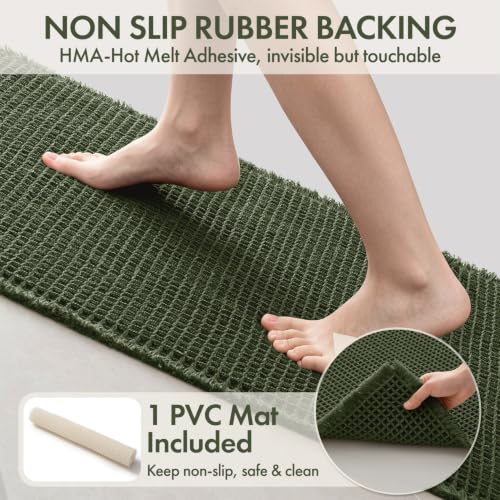 MIULEE Christmas Waffle Bath Mat Runner 17x48 Hunter Green