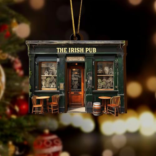 Artsy Woodsy St. Patrick's Day Decor Irish Ireland Green Shamrock Ceramic Ornaments for Christmas Tree Decorations, Unique Gifts Rear-View Mirror Hanging Car Accessories (07)