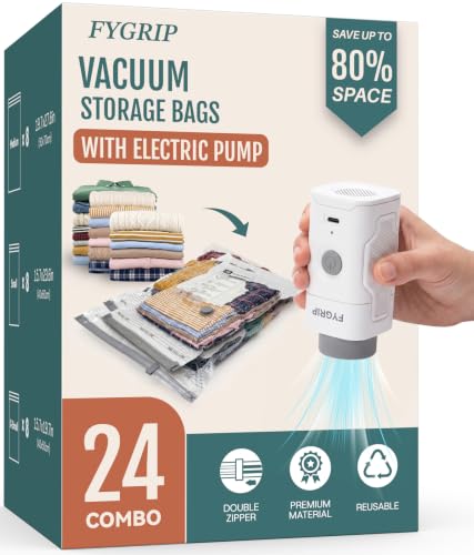 Rechargeable Cordless Vacuum Storage Bags 24 Pack - Space Saving M/S/XS Combo