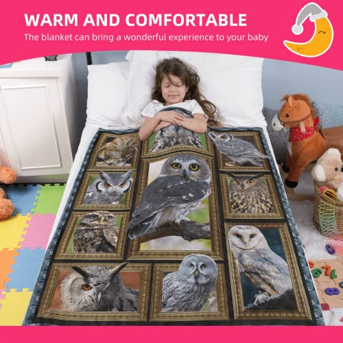 Owls Gifts Blanket for Kids, Soft Cozy Warm Flannel Throw Blanket for Boys Girls Teens, Toddler Baby Blankets and Throws for Couch Bed Daycare Preschool Naptime Travel (40" x 50", Owls Print)