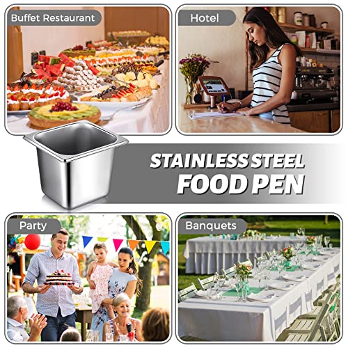 Rtteri 22-Piece 1/6 Size Deep Stainless Steel Hotel Steam Table Pan Set with Tongs & Spoons