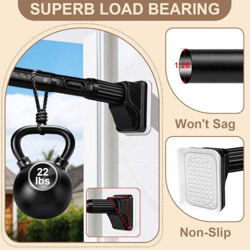 YNL Heavy Duty Black Tension Curtain Rod 41-173 Inch No Drilling, Renter-Friendly