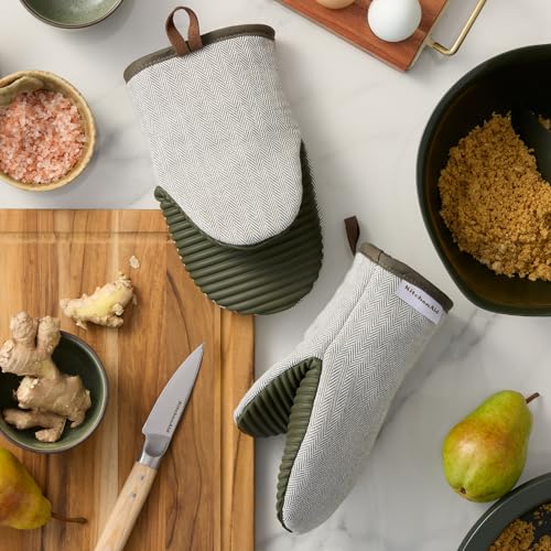 Silicone Oven Mitts 2-Pack Heat Resistant Up to 500°F Waterproof Gripper Set