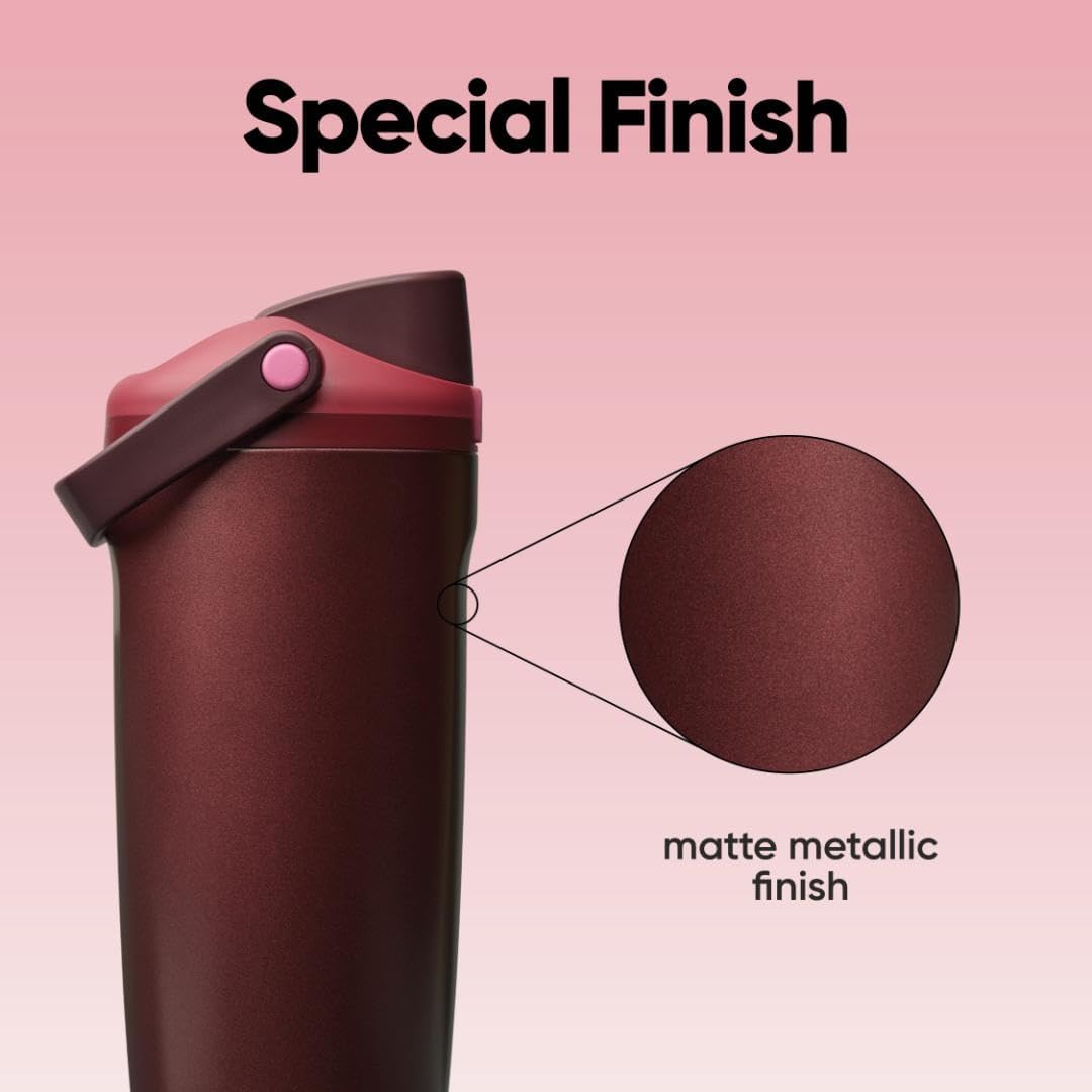 Owala FreeSip Sway Insulated Stainless Steel Water Bottle - 30oz, Two-Way Spout & Built-In Straw, Black Cherry