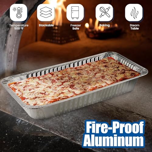 EHOMEA2Z 15 Pack Full-Size Aluminum Roasting & Baking Pans with Lids 21x13x3