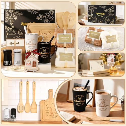 Maustic Multicolor Housewarming Gift Basket - 14 Pcs New Home Gift Set for Homeowners & Couples
