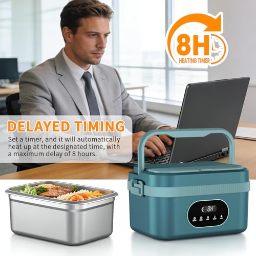 Mishelone Blue Cordless Heated Lunch Box with 5-Side Circulating Heating & Large Capacity