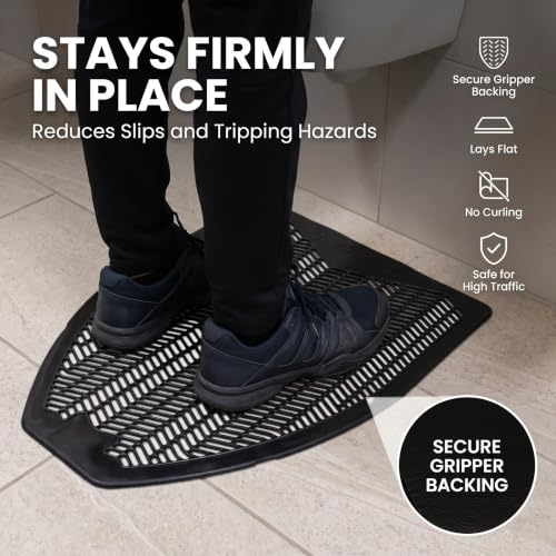 Urinal Mat Pack of 6 - Black Z-Shaped Odor-Absorbing Bathroom Floor Protector