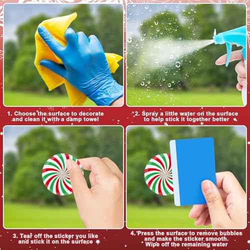 Christmas Window Clings, 9 Sheets Double-Sided Printed Christmas Elf Faces Window Stickers, Christmas Window Decals with Snowflake Decals for Christmas Decorations