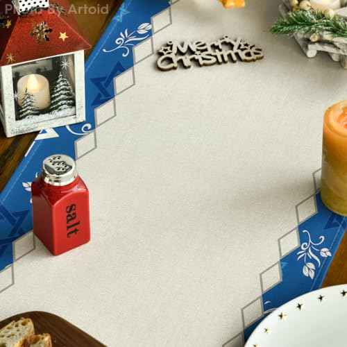 Artoid Mode Hexagram Hanukkah Table Runner, Star of David Jewish Menorah Passover Chanukah Holiday Kitchen Dining Table Decoration for Indoor Outdoor Home Party Decor 13 x 72 Inch