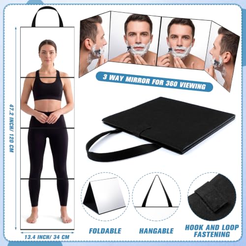 Black 4-Piece Foldable Full Length Mirror for Dancers and Travel - 47.2 x 13.4 Inches