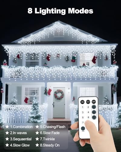 Vynoblip Christmas Ice Lights 99FT 306 LEDs - Twinkle Fairy String Light, Cool White