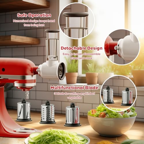 Silver & White Meat Grinder & Slicer Attachments for KitchenAid Mixer