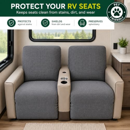 Grey RV Recliner Covers Set of 4 for Loveseat - Microfiber Fit for Thomas Payne RV Seating
