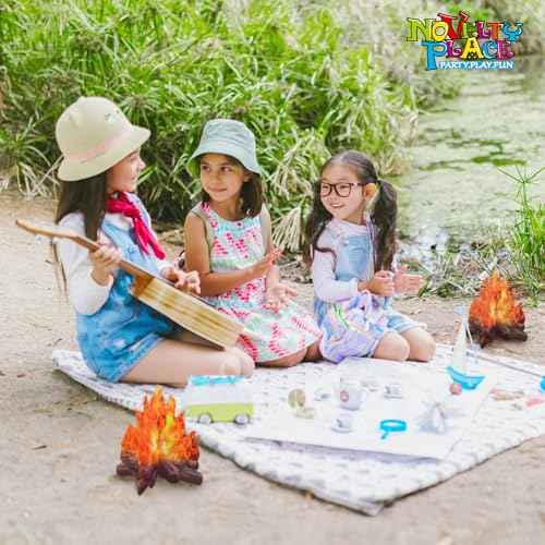 Novelty Place 2 Set Fake Fire Cardboard Decoration 12 X 10.5 Inch - 3D Paper Flame Campfire Centerpieces, Realistic Fire Props for Camping, Christmas, Birthday, and Party Table Decorations