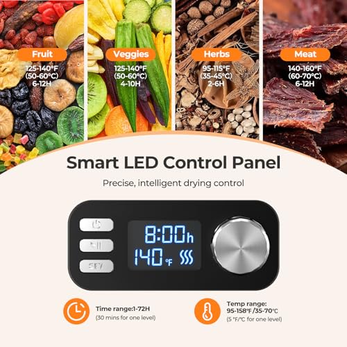 OSTBA Food Dehydrator with 8 BPA-Free Trays & Adjustable Temp 158°F