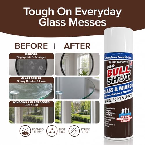 Horsepower No-Drip Foaming Glass Cleaner for Mirrors, Windows & Screens