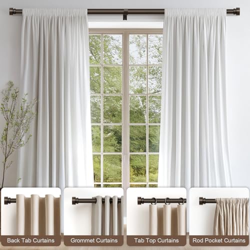 Antique Brown 2 Pack Adjustable Heavy Duty Curtain Rods - 16-60 Inches