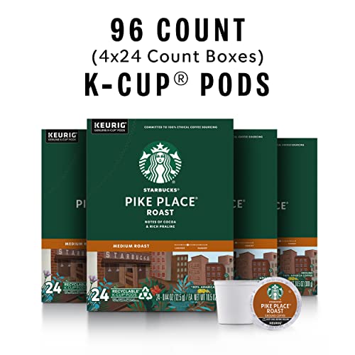 Starbucks Pike Place Roast Medium Roast K-Cup Pods (24 Count, Pack of 4) - 96 Pods Total
