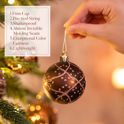 Valery Madelyn 16ct Fall Ornaments Set Copper Bronze Gold 2.36in Shatterproof Hanging Balls