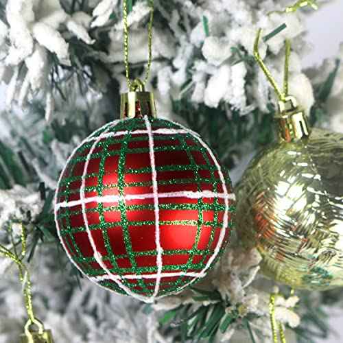 30PCS Christmas Balls Ornaments, Shatterproof Holiday Bulbs Festive Wedding Hanging Ornaments Christmas Tree Decoration (Green&Gold)