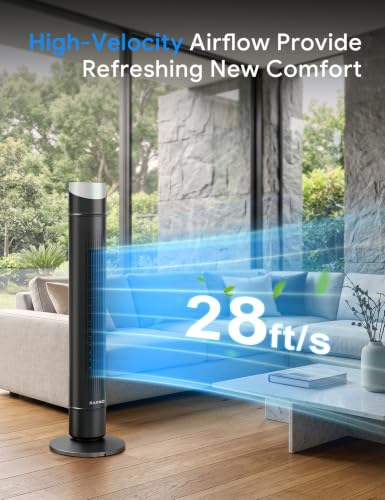 ZAFRO Black 42-Inch Smart Tower Fan with App Remote & Voice Control
