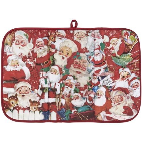 Retro Santa Drying Mat - 21x14in Foldable Kitchen Dish Dryer