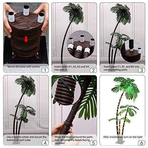 OUSHENG 6FT Lighted Palm Tree Outdoor Christmas & Patio Decor