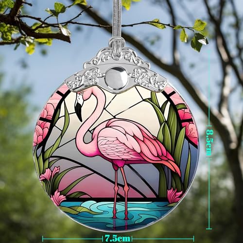 Jocidea Glass Flamingo Christmas Ornament, Holiday Decorations and