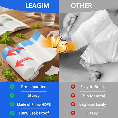 LEAGIM 5 Gallon Trash Bags 360 Count - Thick Drawstring Garbage Liners for 18L Bins