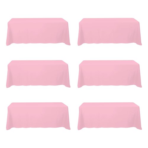 BRILLMAX 6 Pack Pink Tablecloths 90 x 156 Inch for 8ft Rectangle Tables - 150 GSM Polyester Fabric, Floor Length Drop, Water, Stain & Wrinkle Resistant Cloth Cover for Wedding Reception Banquet