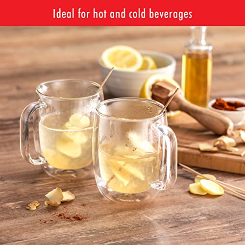 12 Ounces Double Wall Insulated Glass Coffee Mug Set - 4 Pack
