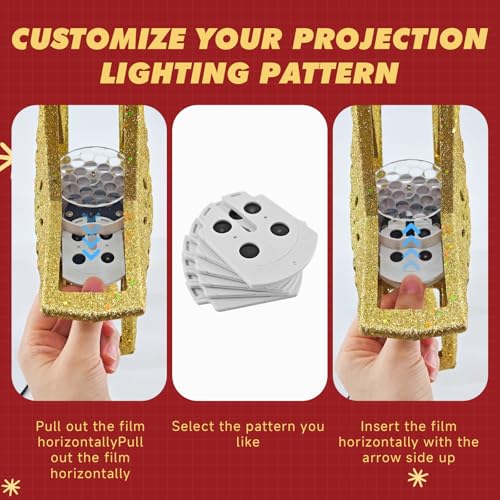 YCIND Golden-Star Lighted Christmas Tree Topper with 3D Hollow Design & 6 Rotating Patterns